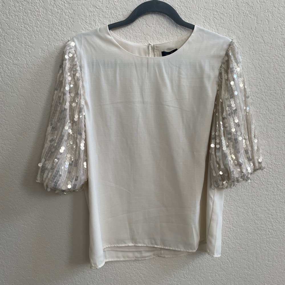 Sequin Balloon Sleeve Blouse